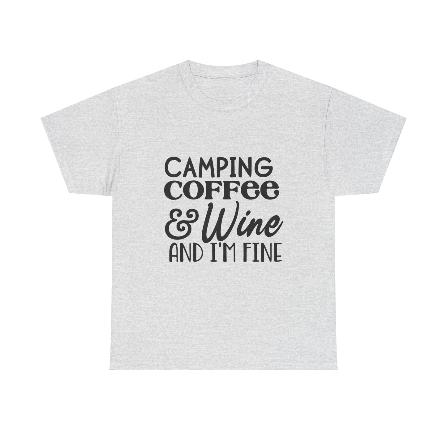 Camping Coffee & Wine Unisex Heavy Cotton Camping Tee