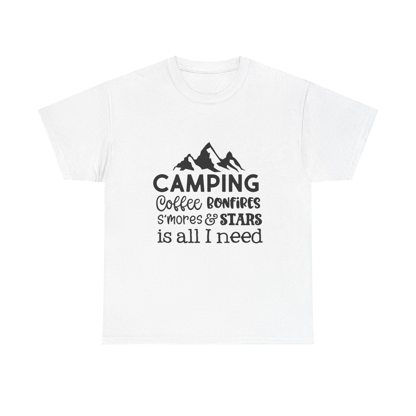 Camping Vibes Graphic Tee - Coffee, Bonfires, S'mores & Stars Design | Camping Tee | Men's Graphic Tee | Women's Graphic Tee
