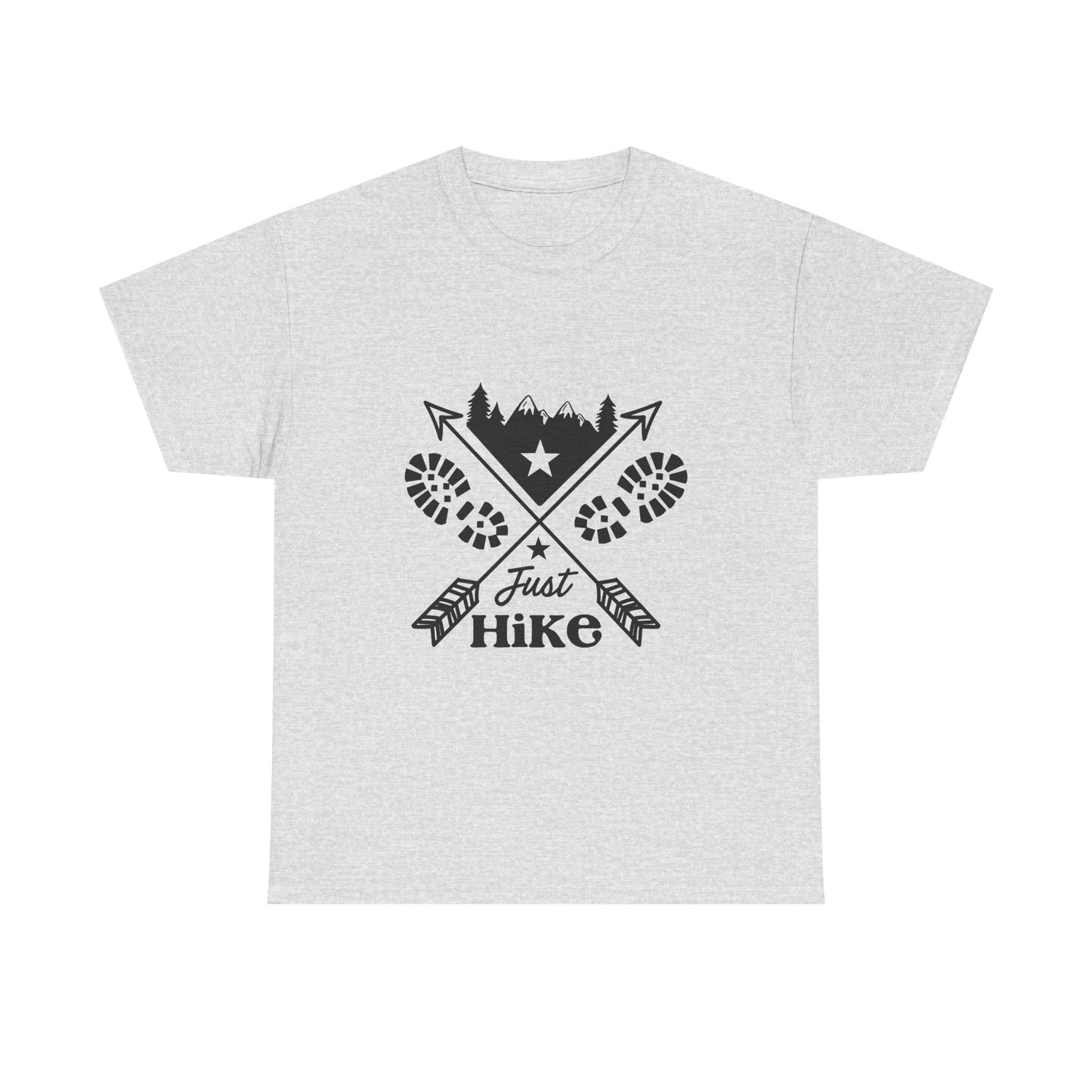 Just Hike Unisex Heavy Cotton Tee - Perfect for Outdoor Adventures | Men's Graphic Tee | Women's Graphic Tee