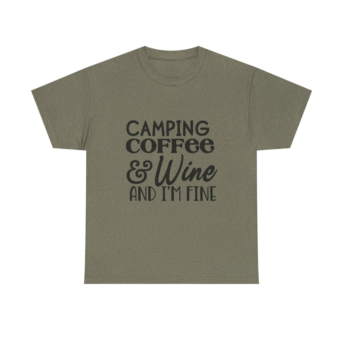 Camping Coffee & Wine Unisex Heavy Cotton Camping Tee