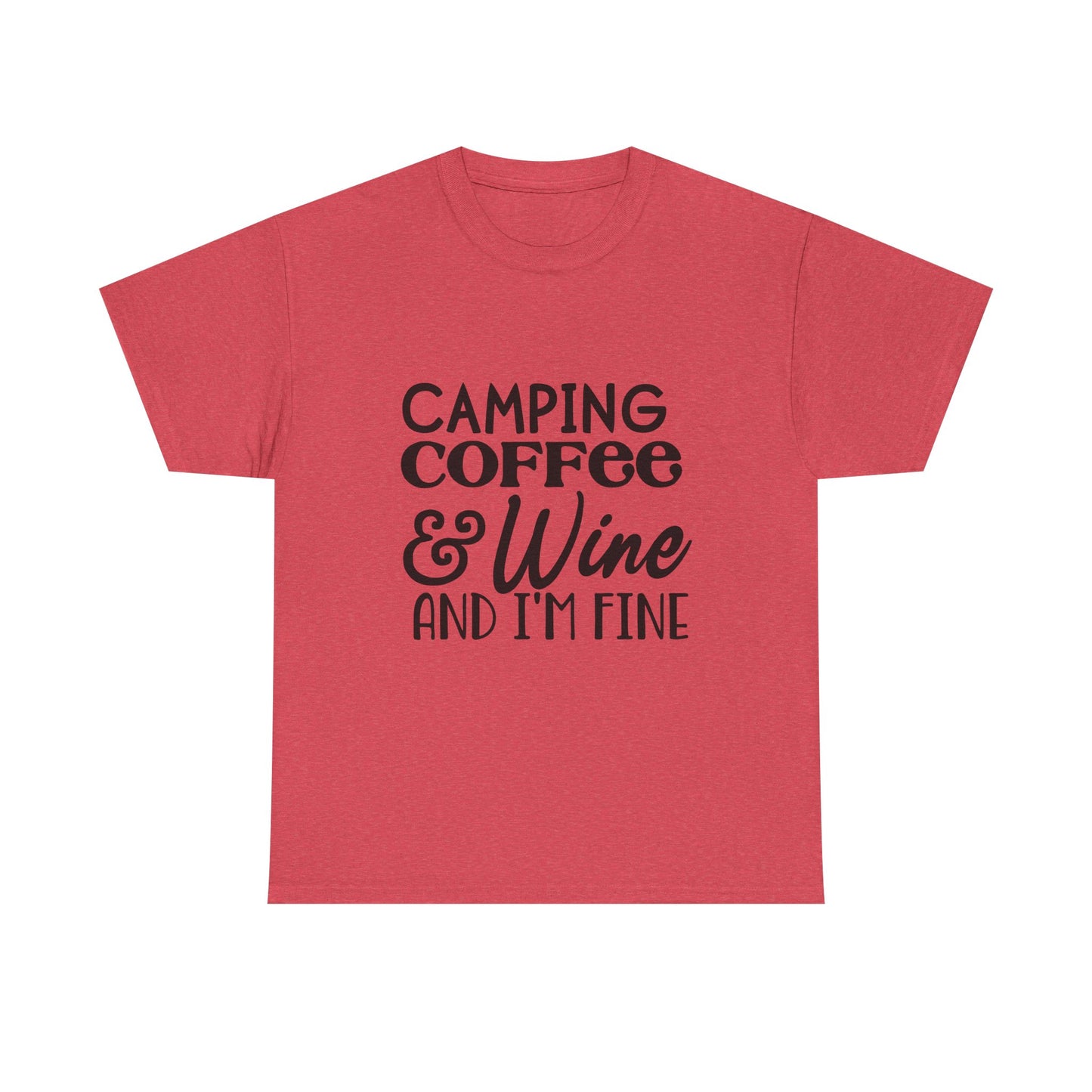 Camping Coffee & Wine Unisex Heavy Cotton Camping Tee