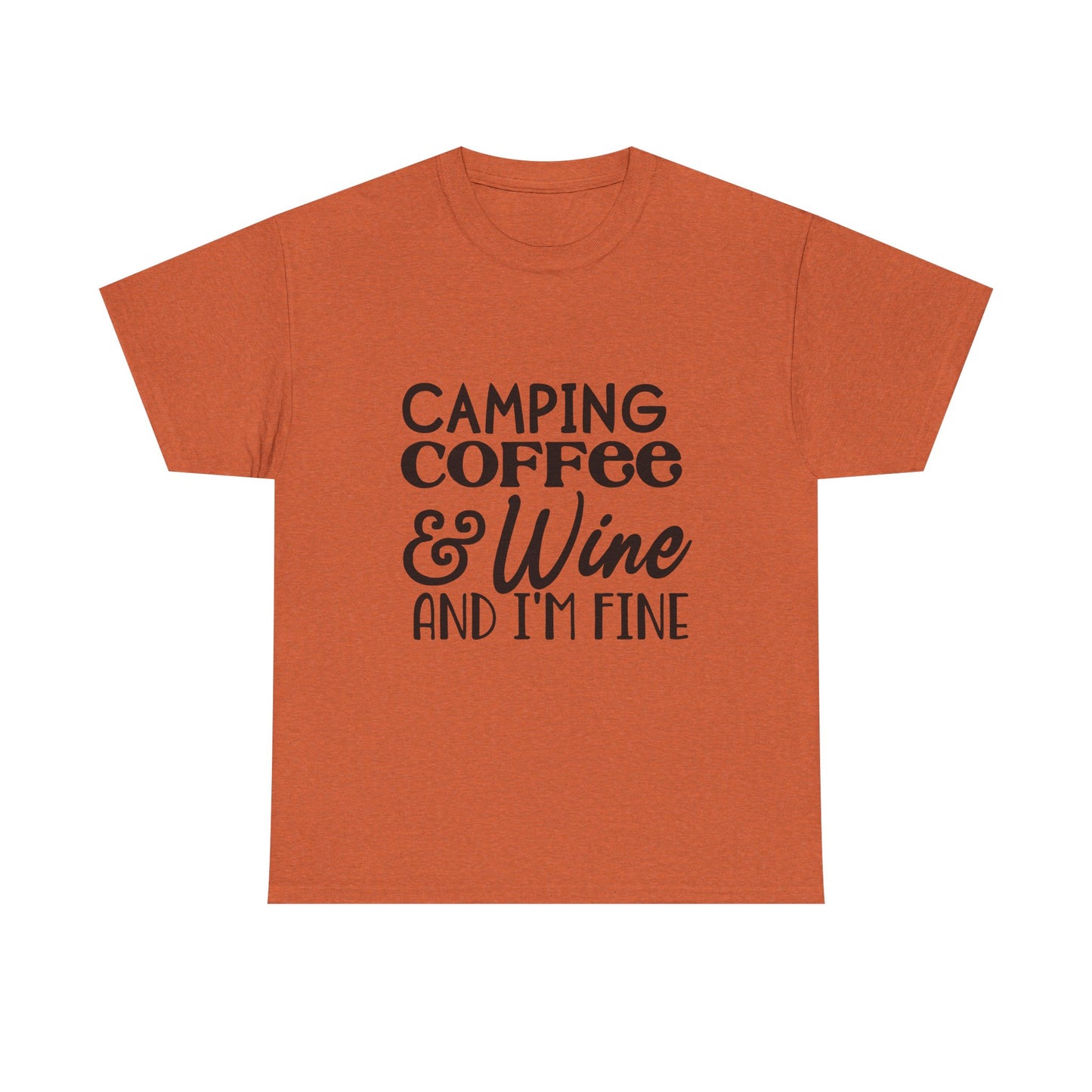 Camping Coffee & Wine Unisex Heavy Cotton Camping Tee