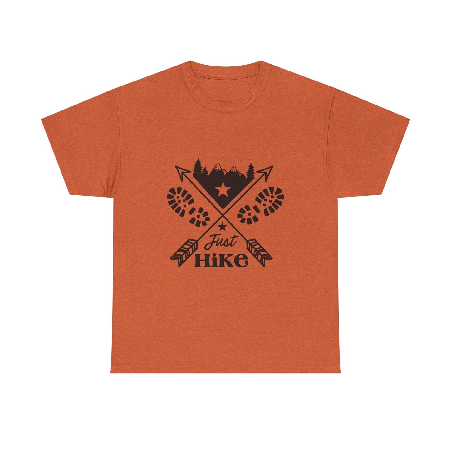 Just Hike Unisex Heavy Cotton Tee - Perfect for Outdoor Adventures | Men's Graphic Tee | Women's Graphic Tee