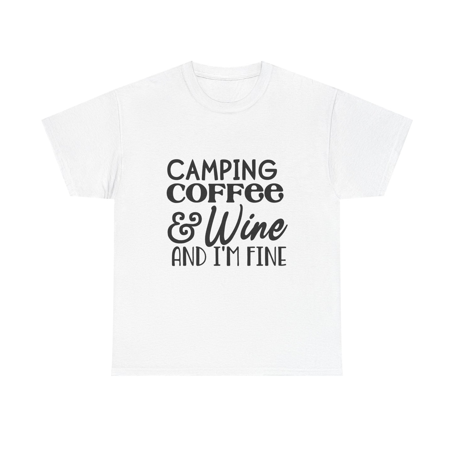 Camping Coffee & Wine Unisex Heavy Cotton Camping Tee