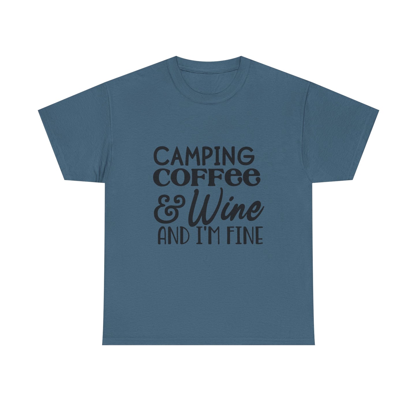 Camping Coffee & Wine Unisex Heavy Cotton Camping Tee