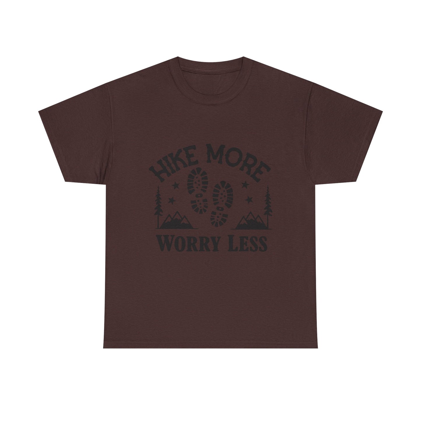 Hiking Motivational Unisex Heavy Cotton Tee - 'Hike More Worry Less' | Men's Graphic Tee | Women's Graphic Tee