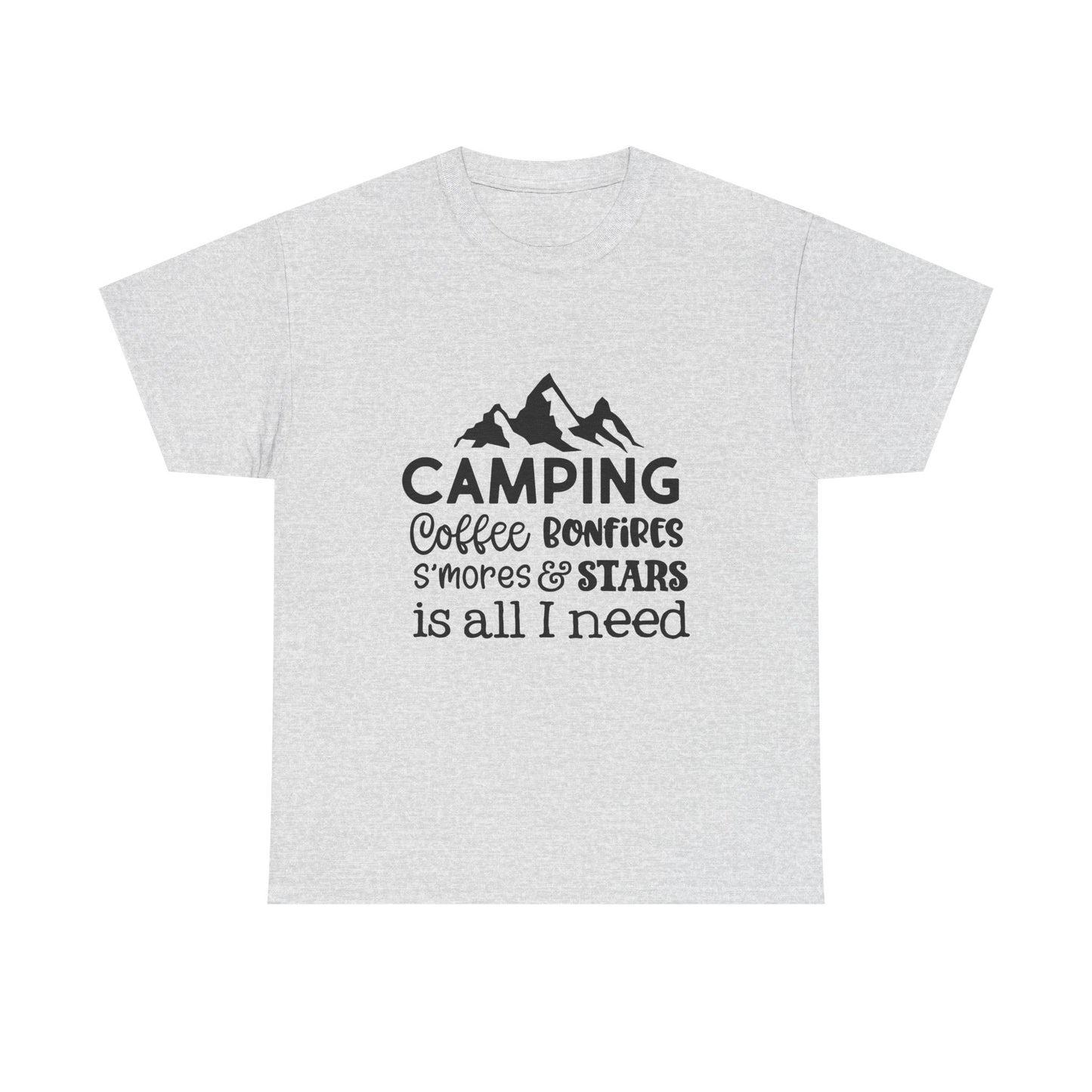 Camping Vibes Graphic Tee - Coffee, Bonfires, S'mores & Stars Design | Camping Tee | Men's Graphic Tee | Women's Graphic Tee