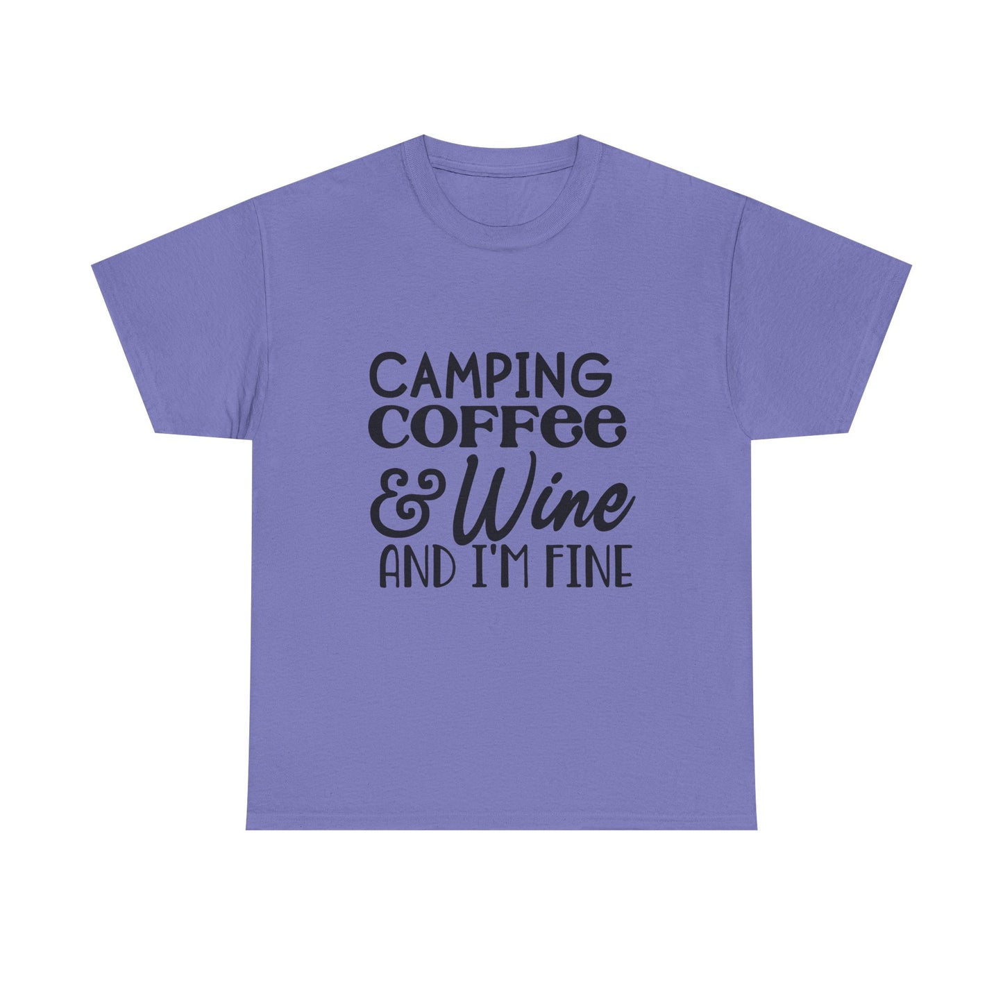 Camping Coffee & Wine Unisex Heavy Cotton Camping Tee