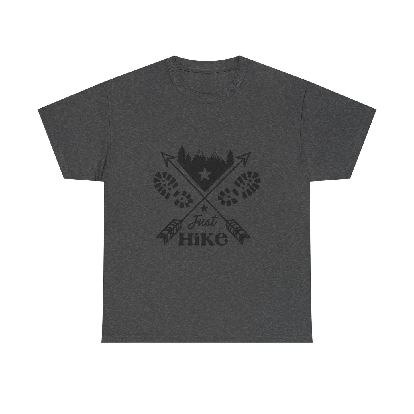 Just Hike Unisex Heavy Cotton Tee - Perfect for Outdoor Adventures | Men's Graphic Tee | Women's Graphic Tee