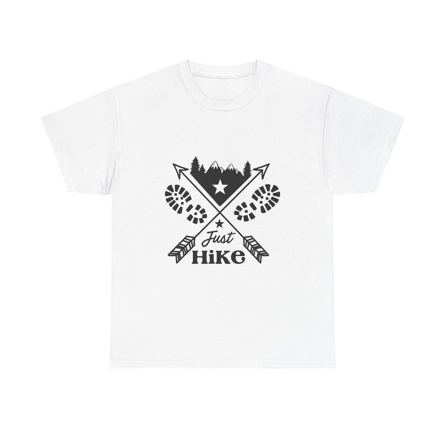 Just Hike Unisex Heavy Cotton Tee - Perfect for Outdoor Adventures | Men's Graphic Tee | Women's Graphic Tee