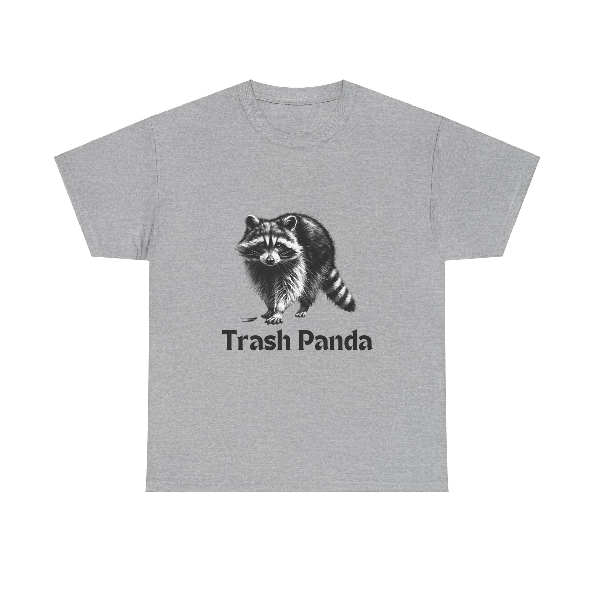 Keywords: Trash panda t-shirt, raccoon graphic tee, unisex cotton shirt, urban wildlife apparel, comfortable casual wear, humorous animal design, sustainable fashion, nature enthusiast clothing.