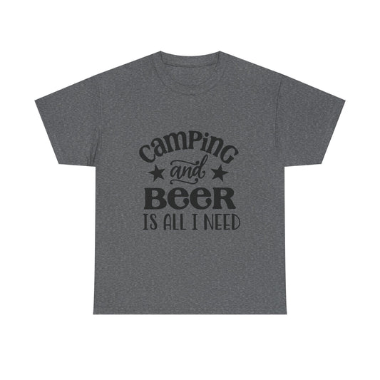 Camping and Beer Unisex Heavy Cotton Camping Tee - Perfect for Outdoor Enthusiasts