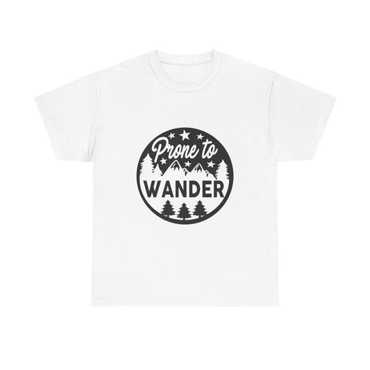 Prone to Wander Unisex Heavy Cotton Tee - Adventure & Nature Tee for Explorers