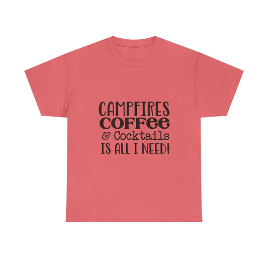 Campfires, Coffee & Cocktails Unisex Heavy Cotton Camping Tee | Women's Graphic Tee