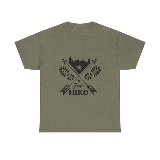 Just Hike Unisex Heavy Cotton Tee - Perfect for Outdoor Adventures | Men's Graphic Tee | Women's Graphic Tee