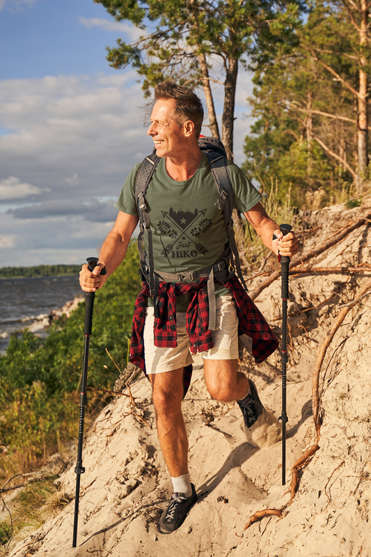 Just Hike Unisex Heavy Cotton Tee - Perfect for Outdoor Adventures | Men's Graphic Tee | Women's Graphic Tee