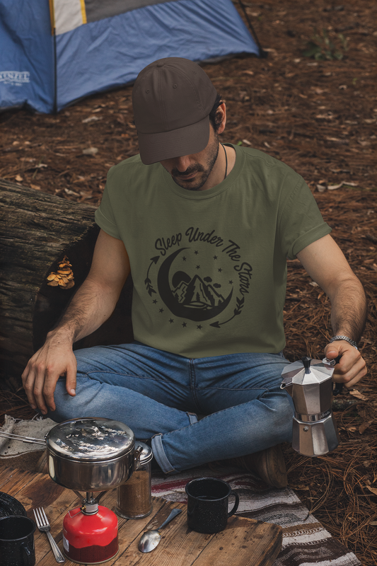 Adventure-Inspired Unisex Heavy Cotton Camping Tee - "Sleep Under The Stars"
