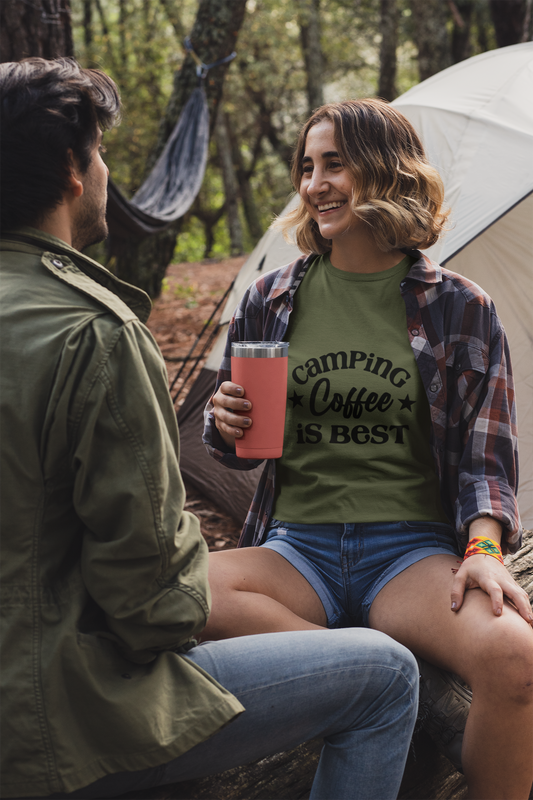 Camping Coffee Unisex Heavy Cotton Camping Tee - Perfect for Outdoor Enthusiasts