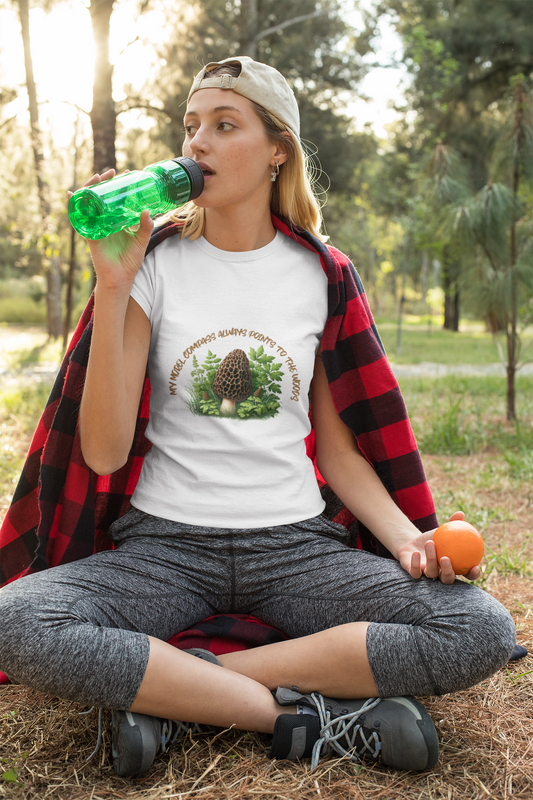 "My Morel Compass Always Points to the Woods" - Nature Vibes Unisex Heavy Cotton Tee