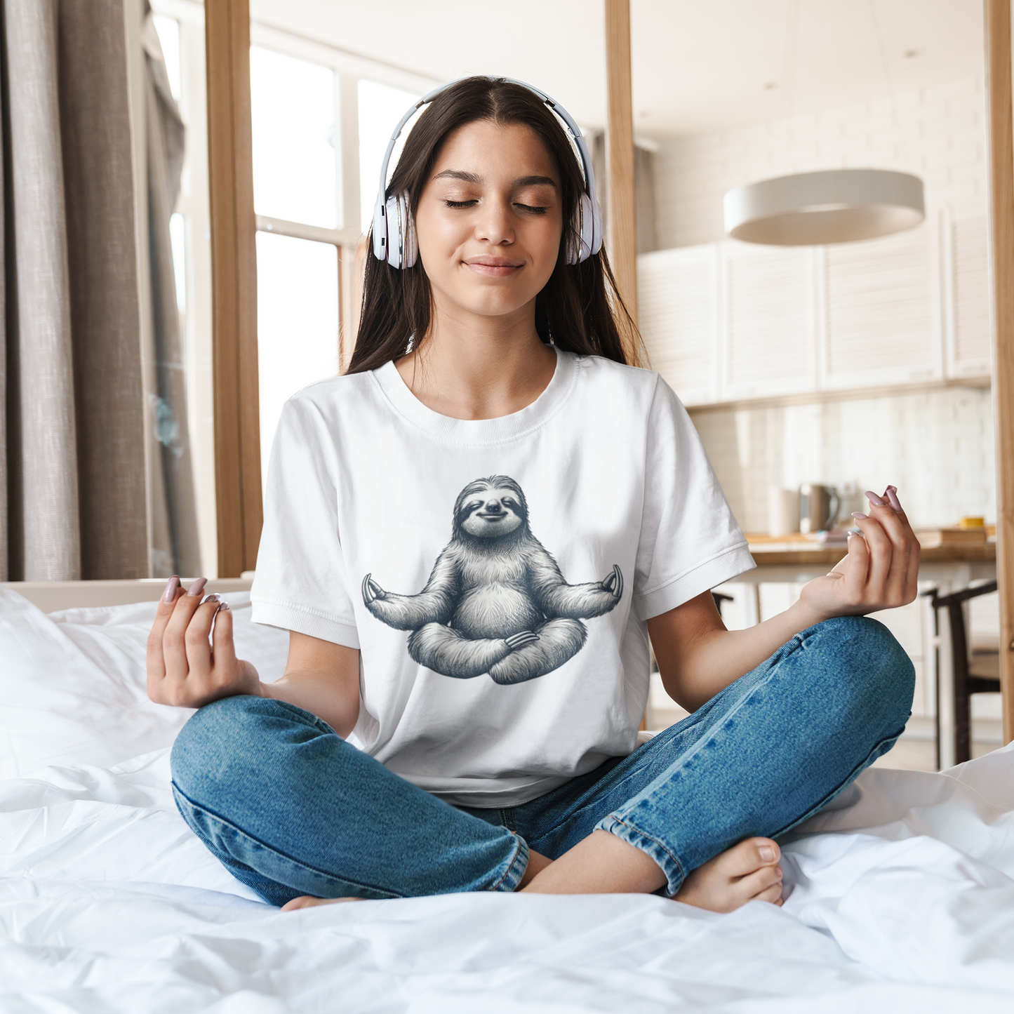 Meditating Sloth Cotton Tee