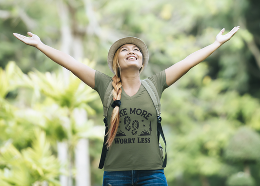 Hiking Motivational Unisex Heavy Cotton Tee - 'Hike More Worry Less' | Men's Graphic Tee | Women's Graphic Tee